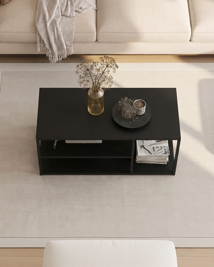 Mesa auxiliar Titania lacada negra 100 x 45 cm